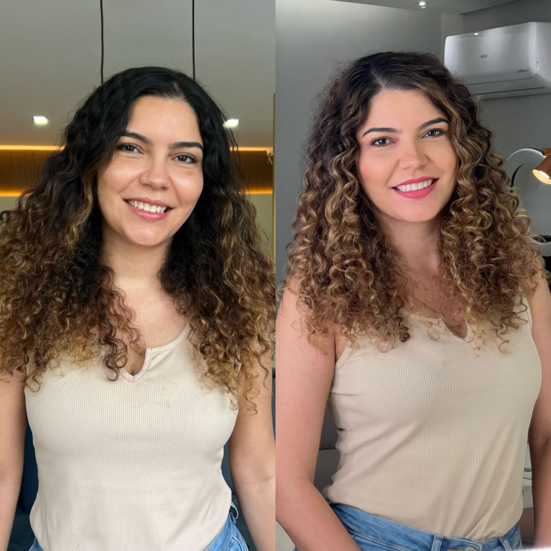 Antes e depois - Transformacao de cachos com iluminacao